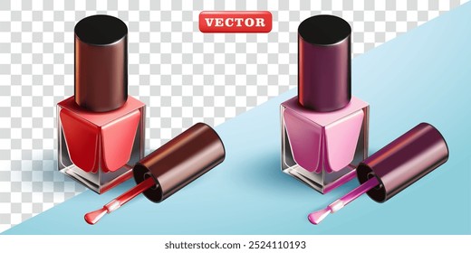 Esmalte de uñas, Vector 3D. Adecuado para cosméticos y publicidad