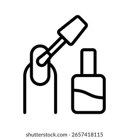 Esmalte de uñas aplicando pincel, icono en estilo glifo