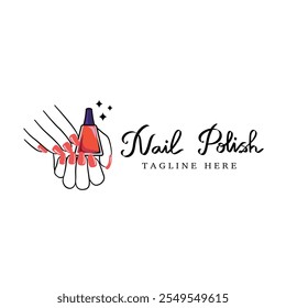 Nail polish or Nail art logo design template, manicure studio icon, Female hands and finger logotype, Beauty care vector illustration.