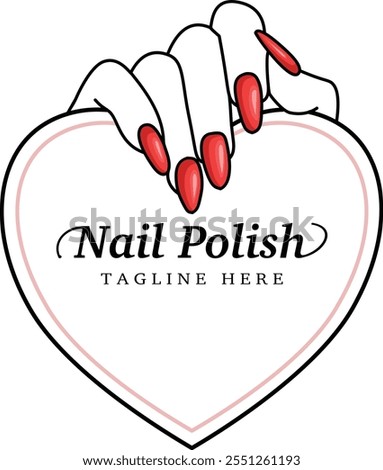 Nail polish or Nail art, Vector logo design for manicure and nail salon. Love, Elegant, Creative and unique concept 