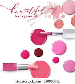 Nail Polish. Beauty And Cosmetics Background. Use For Advertising Flyer, Banner, Leaflet. Template Vector.