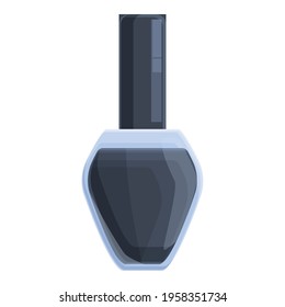 Nail polish black bottle icon. Cartoon of Nail polish black bottle vector icon for web design isolated on white background