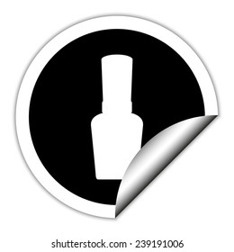Nail Polish  - black vector icon. Round sticker.