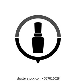 Nail Polish - black vector icon; map pointer;  message bubble