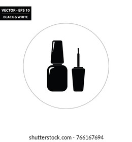 Nail polish black and white flat icon. Vector Illustration.