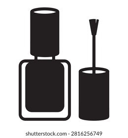 Nail polish bottle and brush icon for cosmetics and beauty with cosmetic manicure wellness feminine accessory application