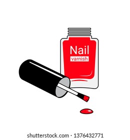 Nail polish bottle and a brush lying next to it.