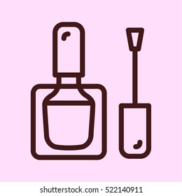 Nail Polish Bottle Brush Minimalistic Flat Line Outline Stroke Icon Pictogram Symbol