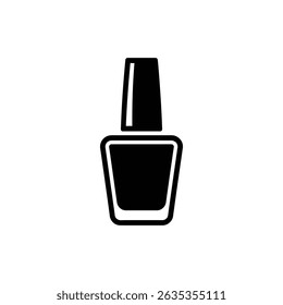 Nail polish bottle features a black color icon design on a transparent background, making it a stylish element for various designs.