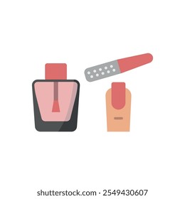 Nail polish bottle and nail file set beauty saloon icon vector basic design simple and modern concept graphic