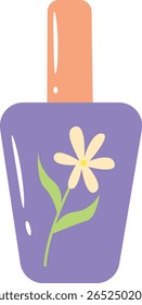Nail Polish Bottle with Flower Design Flat Illustration