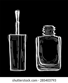 nail polish bottle - hands sketch vector illustration