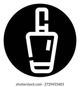 Icono de botella de esmalte de uñas en blanco y negro, silueta plana minimalista que representa cosméticos, manicura, belleza, cuidado personal, salón, spa y concepto de diseño uiapp