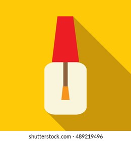Nail polish bottle icon in flat style isolated with long shadow vector illustration
