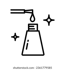 Nail polish bottle line icon, outline vector sign, linear style pictogram isolated on white. Nail varnish bottle symbol, logo illustration. Outline vector isolated on white background. Pictogram for w