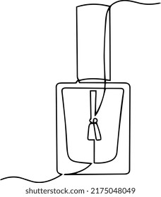 Nail polish in a bottle. One line vector illustration.