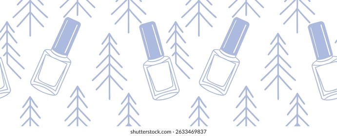 Nail Polish Bottle Seamless Pattern with Geometric Tree Lines – Minimal Linear Background for Beauty, Salon  Packaging, or Cosmetic Product Design with Modern Abstract Style