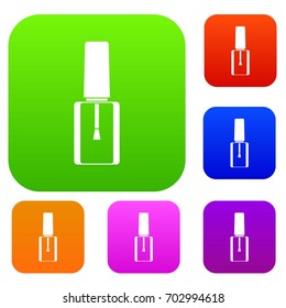 Nail polish bottle set icon in different colors isolated vector illustration. Premium collection