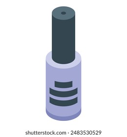 Botella de esmalte de uñas de pie sobre fondo blanco, vista isométrica