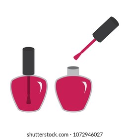 Nail polish bottle vector icon, manicure, fingernail pink, open and closed
