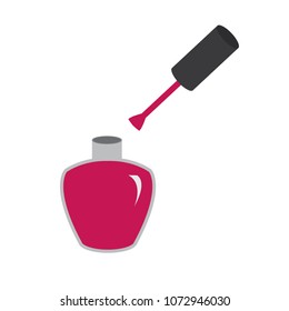 Nail polish bottle vector icon, manicure, fingernail pink, open