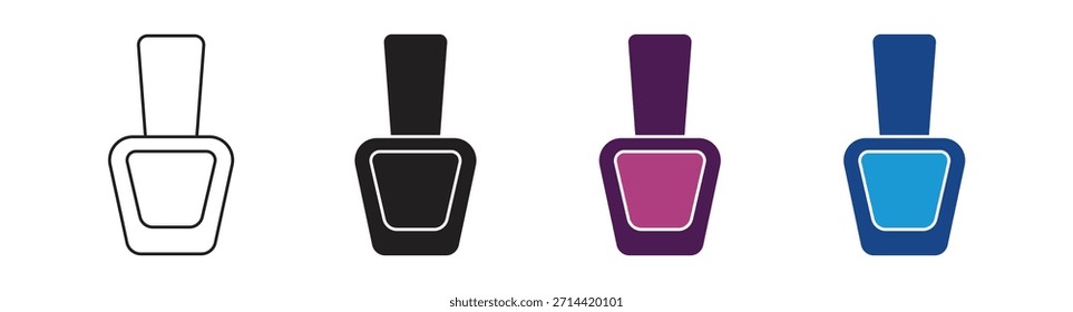 Conjunto de iconos de Vector de botella de esmalte de uñas, conjunto de salón de belleza aislado sobre fondo blanco. 