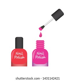 nail polish bottle vector illustration with red and pink color