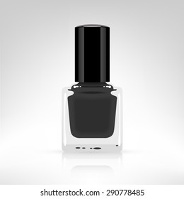 Nail polish bottle vector illustration isolated on white. Black color paint.