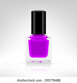 Nail polish bottle vector illustration isolated on white. Violet color paint.