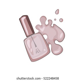 Nail polish bottle vector illustration isolated on white and splash paint. Vector illustration