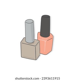 Nail polish bottles. Cosmetics for manicure. Vector illustration isolated on white.