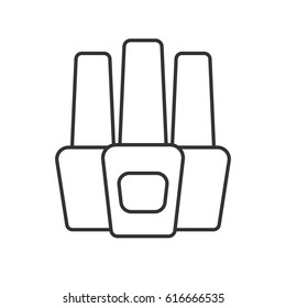 Nail polish bottles linear icon. Thin line illustration. Contour symbol. Vector isolated outline drawing