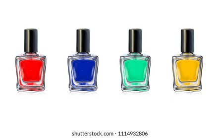 Nail polish bottles on white background vector illustration. Beauty set