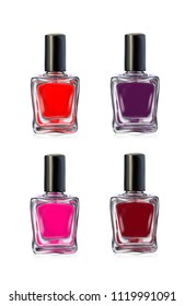 Nail polish bottles on white background vector illustration. Beauty set