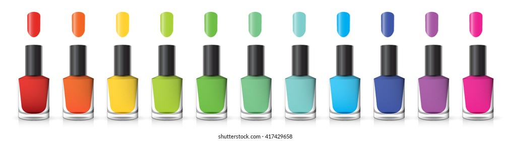 nail polish bottles on a white background vector