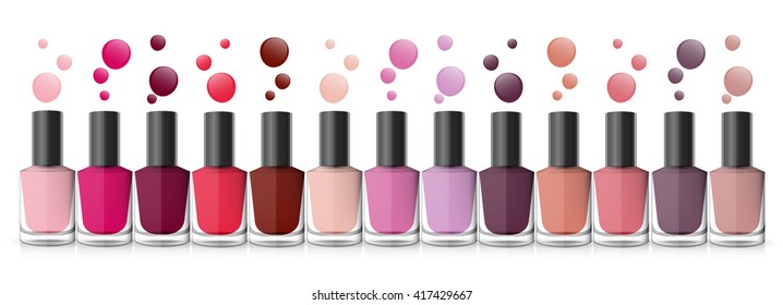 nail polish bottles on a white background vector