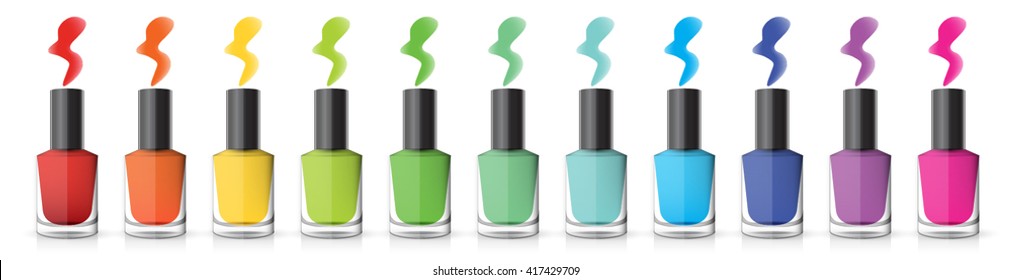 nail polish bottles on a white background vector