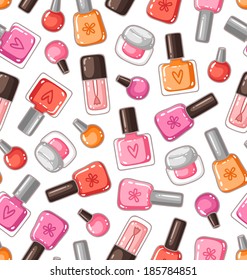 Nail polish bottles seamless pattern