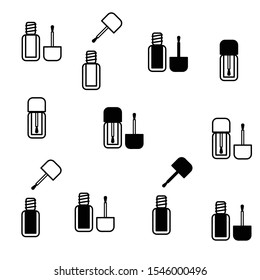 Nail polish bottles set-vector illustration, black icons for ui design, web, apps, logo, beauty product packages, beauty salon. Editable illustration isolated on white background