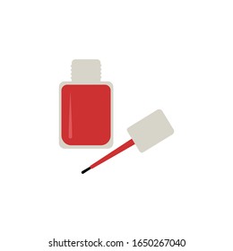 Nail polish with brush icon which is part of the beauty and cosmetics icon. Nail polish icon in open condition. Logo of makeup and cosmetic in vector form. Makeup and cosmetic icons for beauty care.