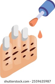 Nail Polish Brush isometric concept, manicure applying vector icon design, beauty personal care symbol, cosmetic dermatology sign, body aesthetics stock illustration