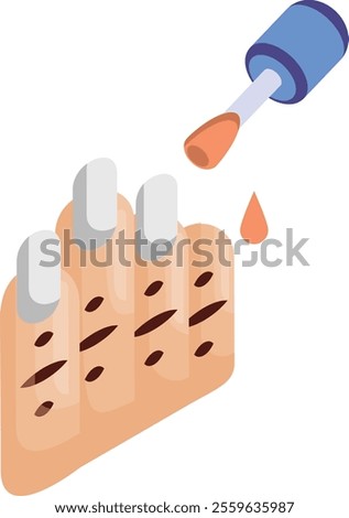 Nail Polish Brush isometric concept, manicure applying vector icon design, beauty personal care symbol, cosmetic dermatology sign, body aesthetics stock illustration