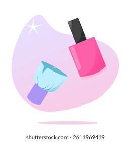 Nail polish and brush makeup illustration