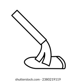 Nail polish brush tip brushing on flat nail vector icon drawing illustration isolated on square white background. Outlined nail brush symbol. Simple flat minimalist art style.