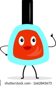 nail polish cartoon characters with red lips and thumb on hand raised up cosmetics and beauty concept object on white background