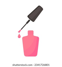 Nail polish cartoon icon, open bottle illustration vector sign