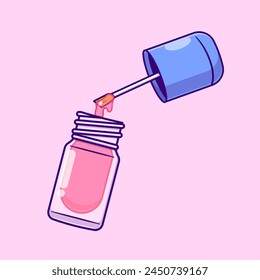 Nail Polish Cartoon Vector Icon Illustration. Beauty Object Icon Concept Isolated Premium Vector. Flat Cartoon Style