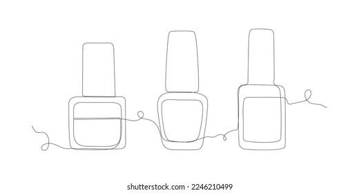 Nail polish, continuous one line drawing, single line art. Vector illustration