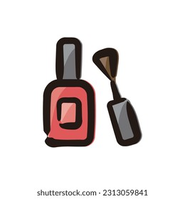 Nail polish - Cosmetic and makeup icon (Hand draw color version)
