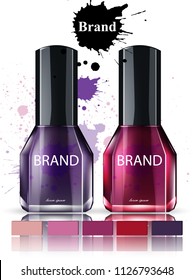 Nail polish Cosmetics watercolor Vector. Product placement brand collection